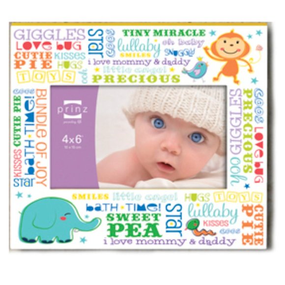 Prinz 6"x4" Sweet Pea Colorful Wording Baby Photo Frame (Horizontal Only 4x6) - Picture 1 of 2